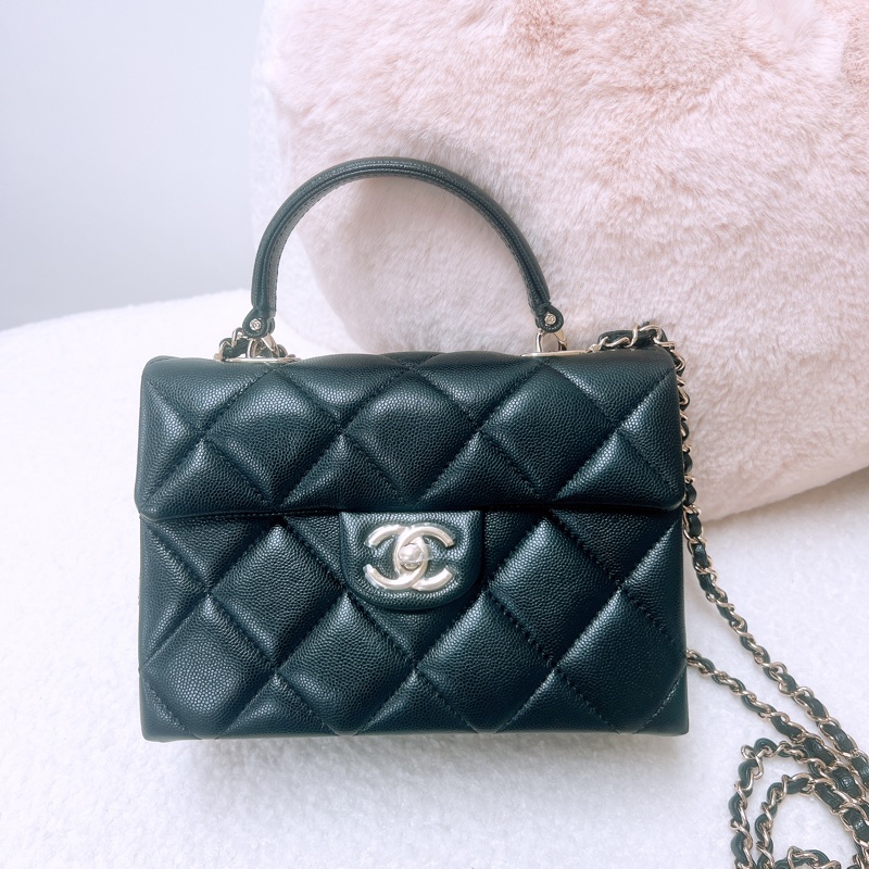 Chanel kelly 手柄牛奶盒子 黑金牛皮-0