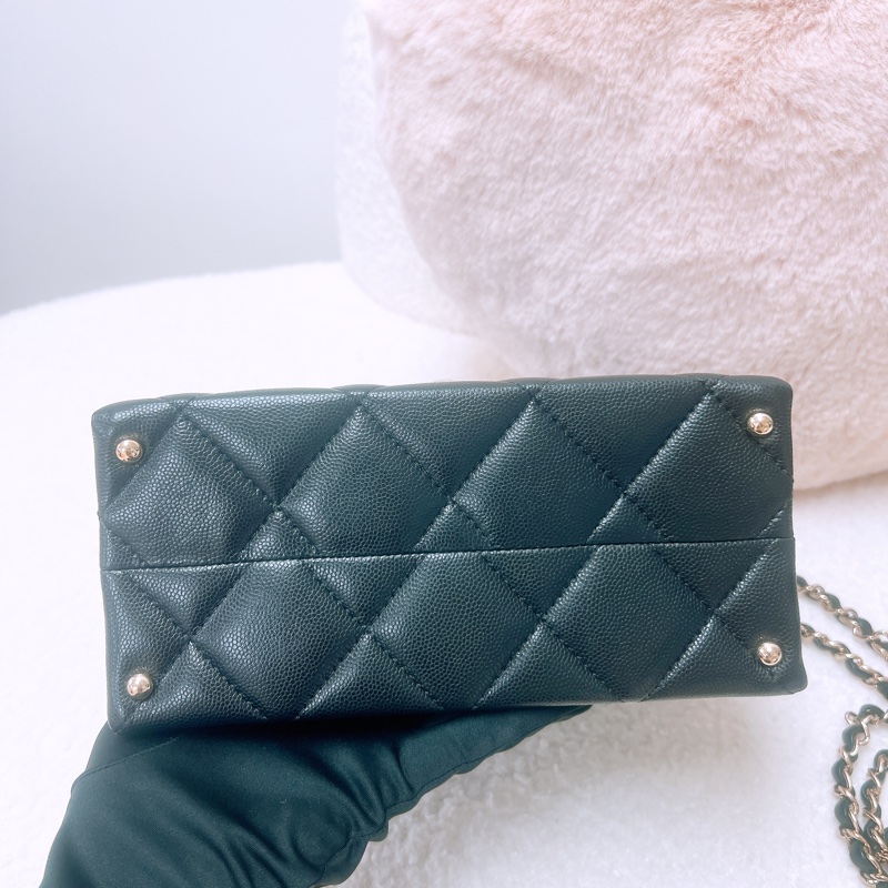 Chanel kelly 手柄牛奶盒子 黑金牛皮-1