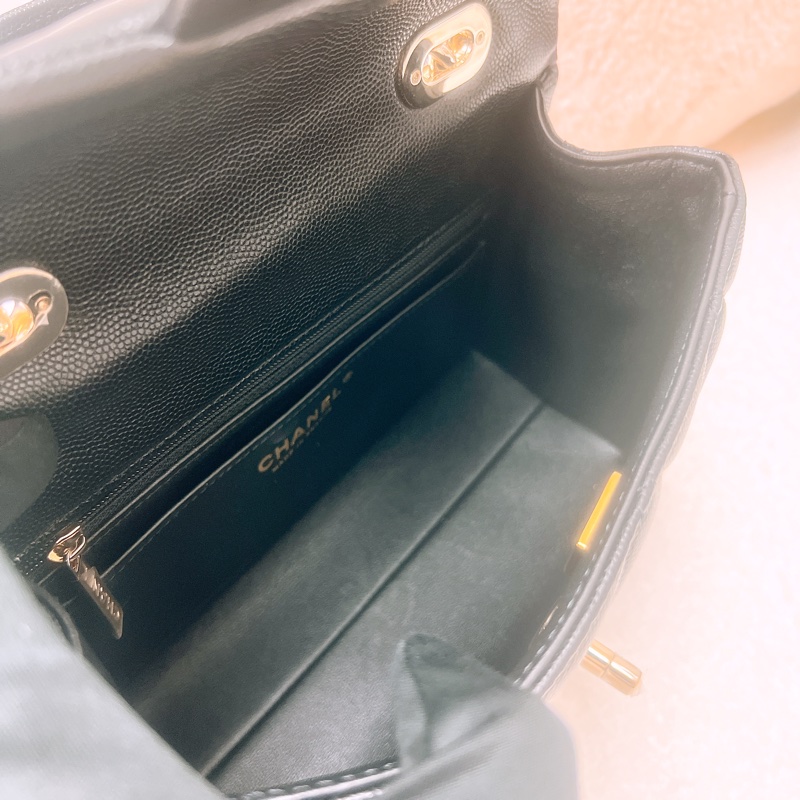 Chanel kelly 手柄牛奶盒子 黑金牛皮-10