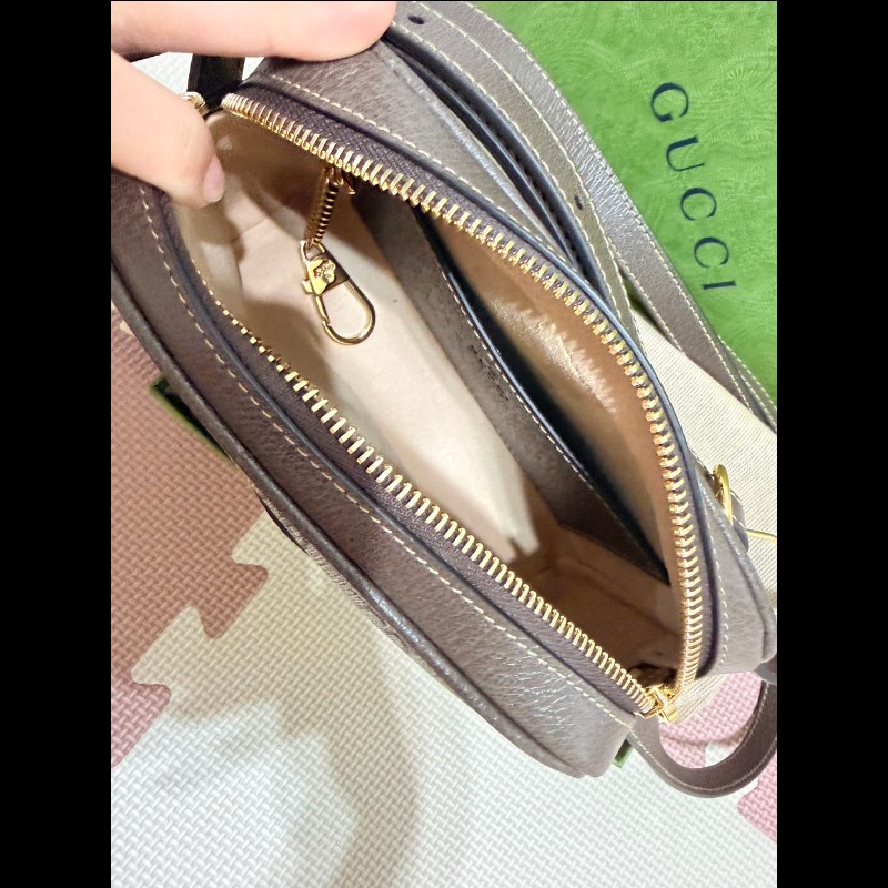 【GUCCI 古馳】 經典ophidia系列GG supreme牛皮拉鍊迷你肩背/斜背包-5