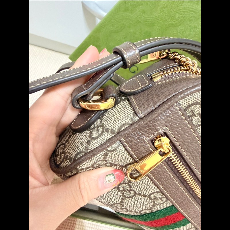 【GUCCI 古馳】 經典ophidia系列GG supreme牛皮拉鍊迷你肩背/斜背包-8