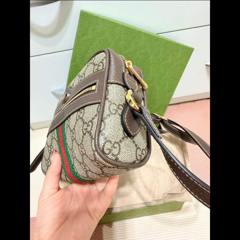 【GUCCI 古馳】 經典ophidia系列GG supreme牛皮拉鍊迷你肩背/斜背包-9