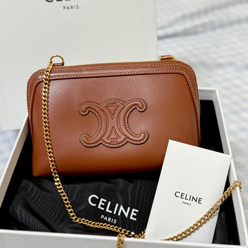 賣場最低價|全新|CELINE 皮革貝殼包(小牛皮)-0