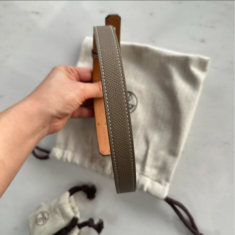 Hermes Kelly 皮帶 大象灰金-3