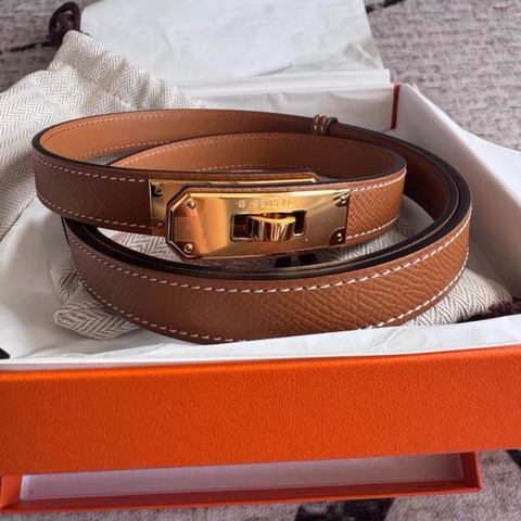 【全新✨ 全網最甜價！】Hermes Kelly 皮帶 金棕 ep皮 五金膜還在（下單前先詢問庫存❗️）