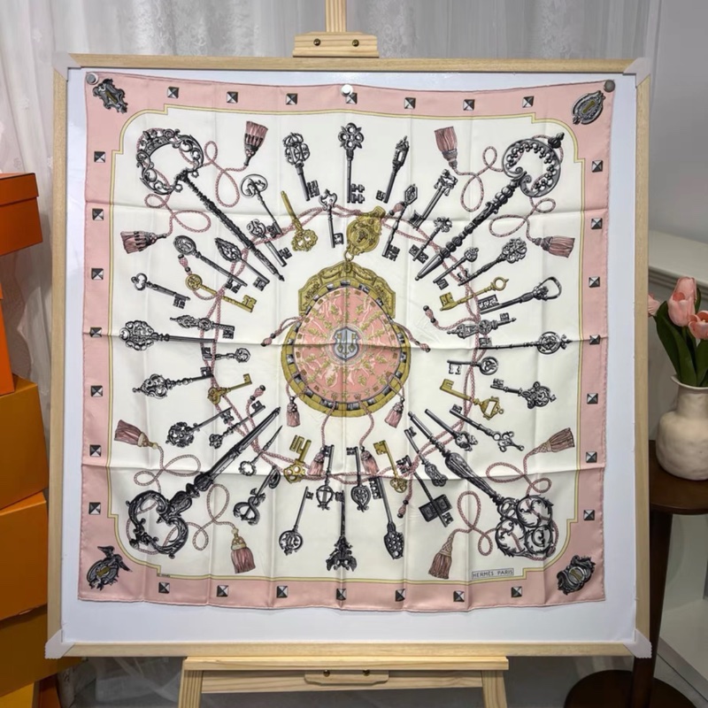 Hermes 鑰匙絲巾 淡粉色 家弒服務 電影同款絲巾-1