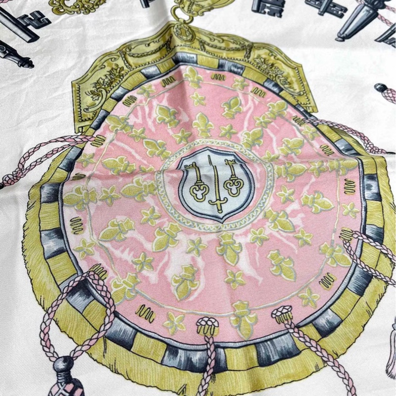 Hermes 鑰匙絲巾 淡粉色 家弒服務 電影同款絲巾-3