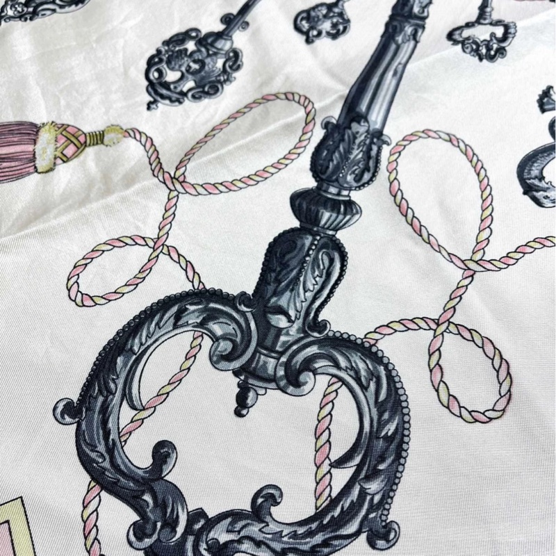 Hermes 鑰匙絲巾 淡粉色 家弒服務 電影同款絲巾-4