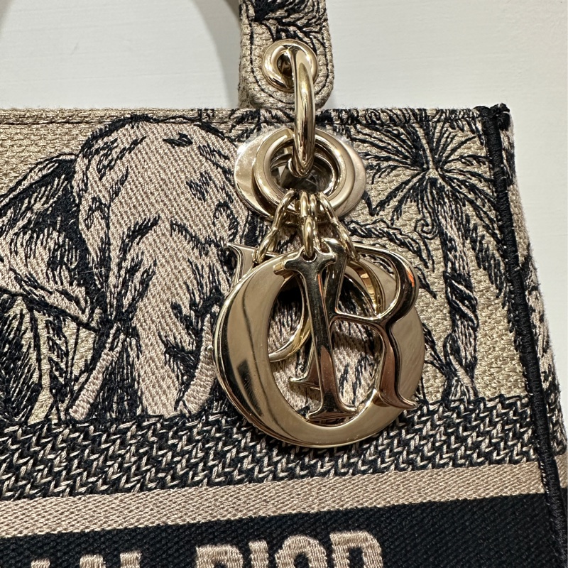 Dior Lady 刺繡戴妃包大象杏-5