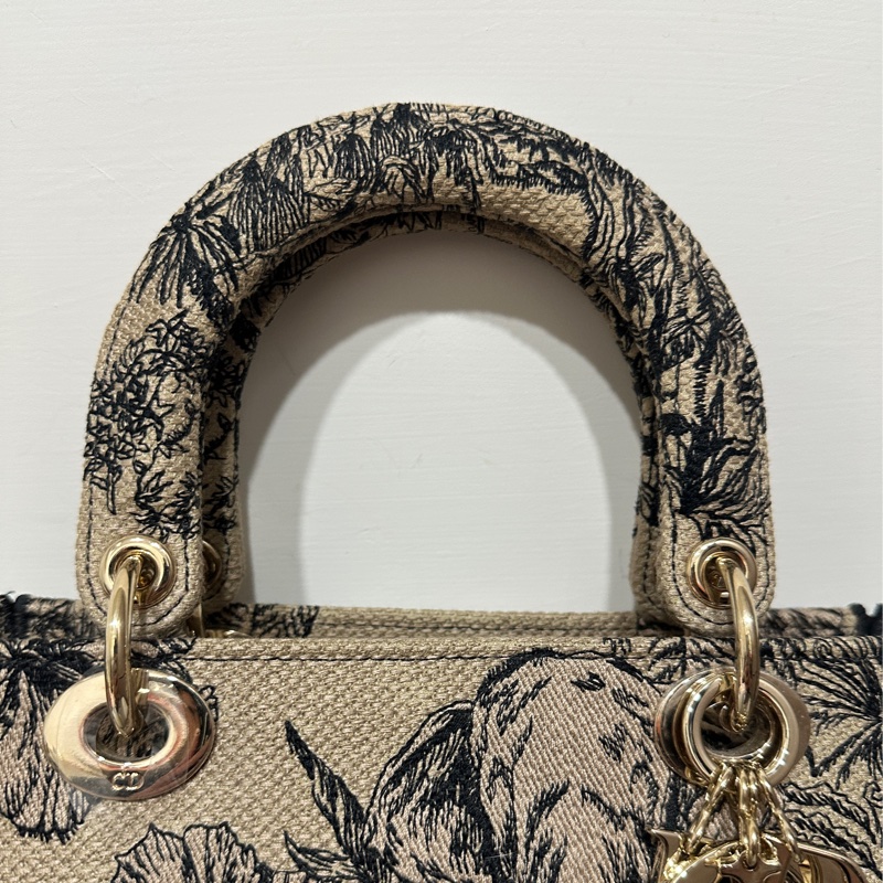 Dior Lady 刺繡戴妃包大象杏-6
