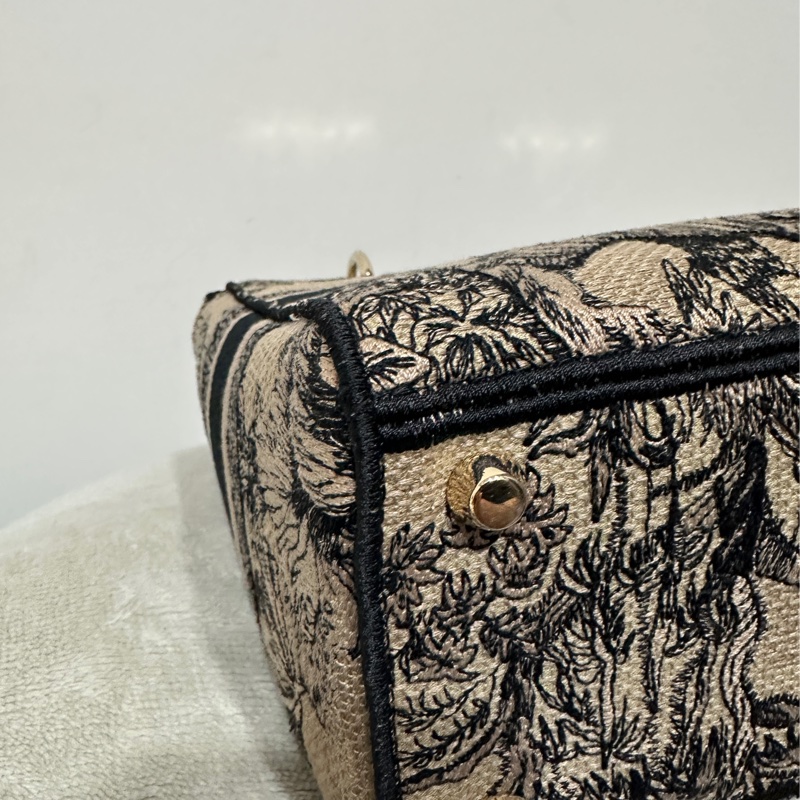 Dior Lady 刺繡戴妃包大象杏-9