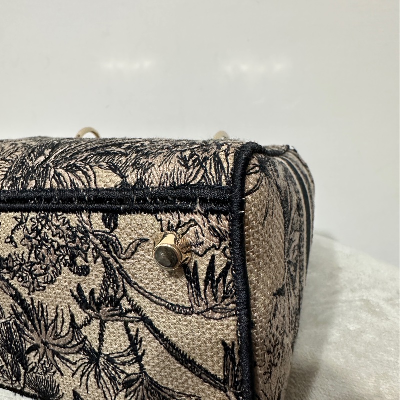 Dior Lady 刺繡戴妃包大象杏-10