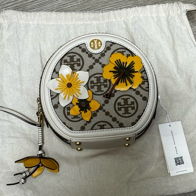 Tory Burch 專櫃款T monogram 緹花圓型側背包-0
