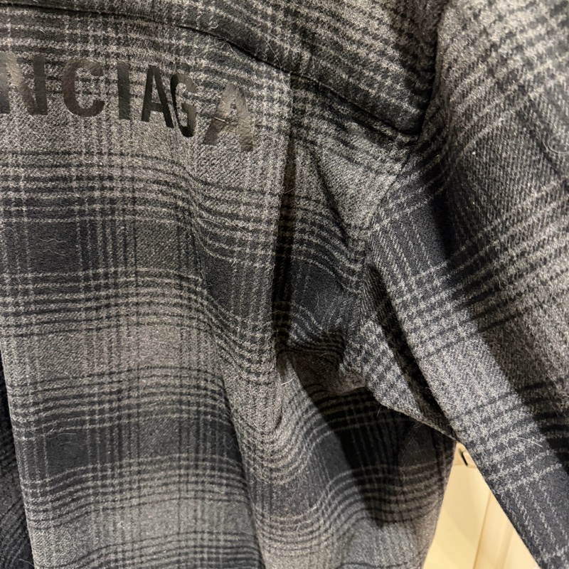 巴黎世家balenciaga_格紋羊毛襯衫size L-7