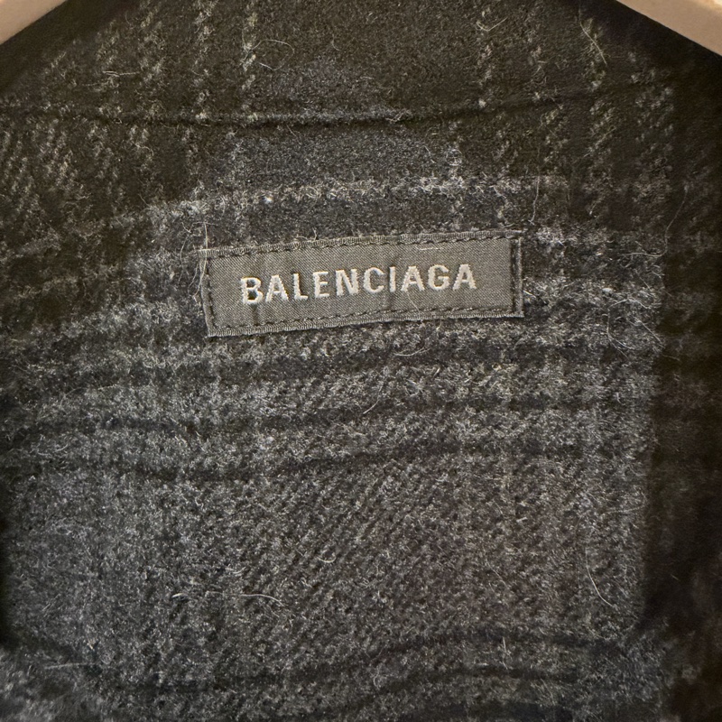 巴黎世家balenciaga_格紋羊毛襯衫size L-9