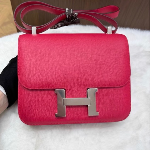 C刻Hermes愛馬仕極致粉銀扣 康康 24 Constance