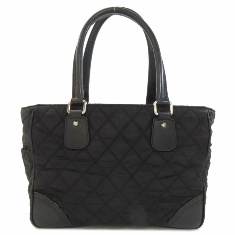 香奈兒 Coco Mark 絎縫銀色五金托特包 尼龍帆布 女士-1