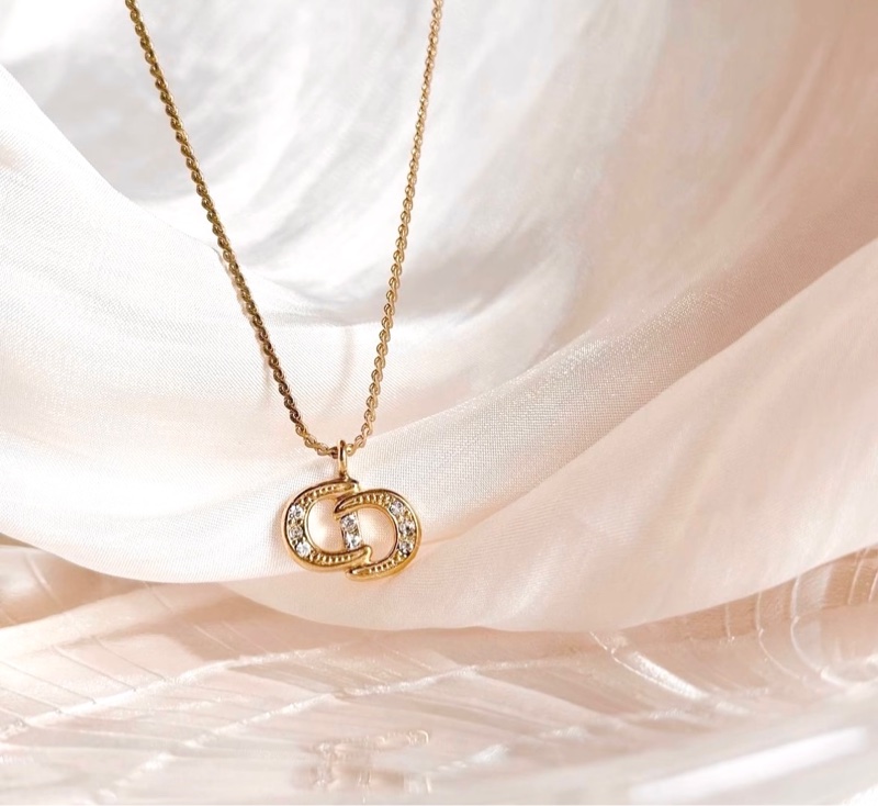 Christian Dior 經典CD標誌水鑽項鍊✨-0