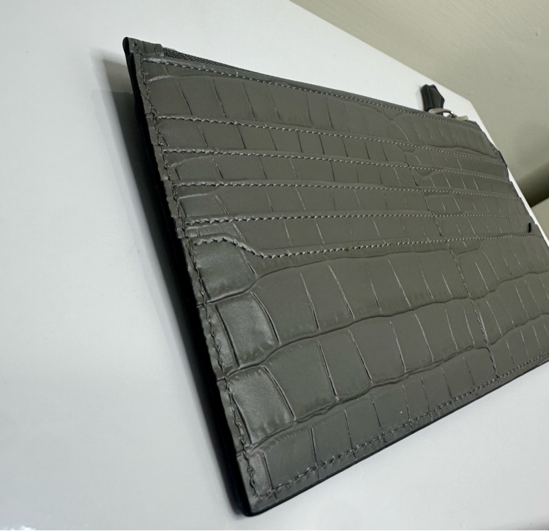 全新萬寶龍灰色皮夾收納包卡夾-3