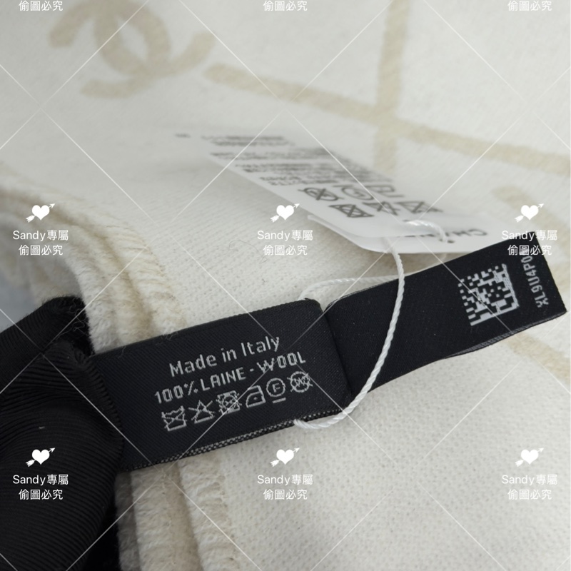 附盒子❤️Chanel 26p 爆款經典菱格圍巾🧣 全新全配 奶油白-18