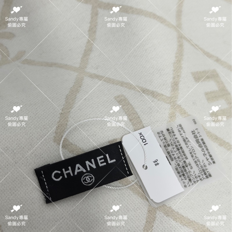 附盒子❤️Chanel 26p 爆款經典菱格圍巾🧣 全新全配 奶油白-31