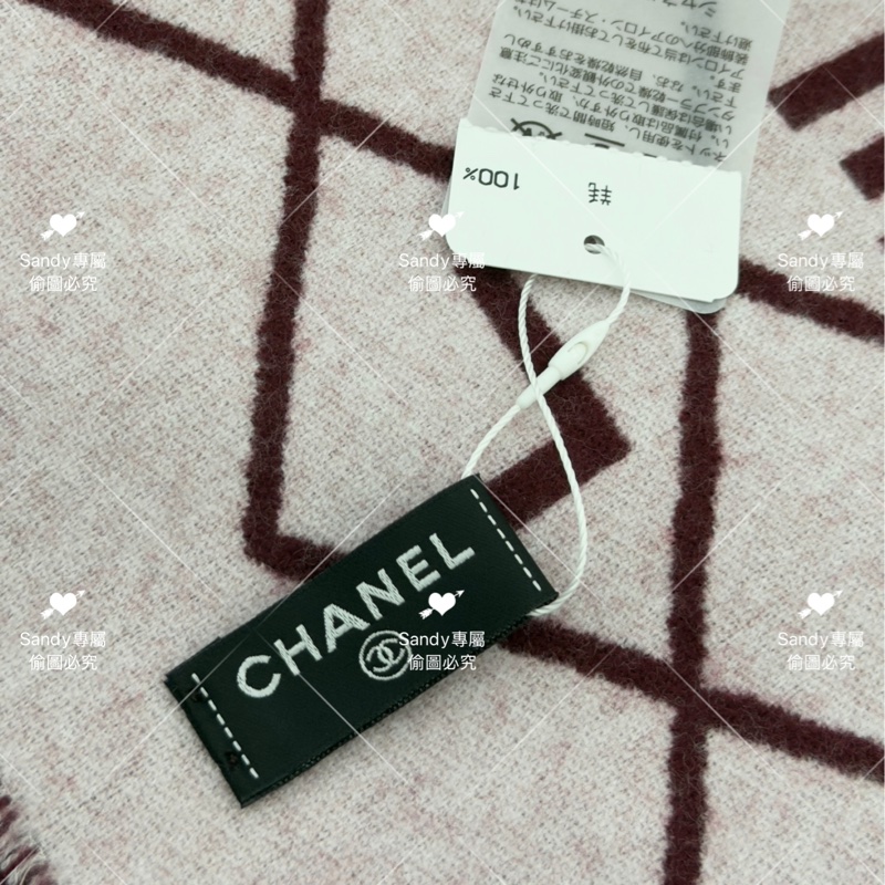 附盒子❤️Chanel 26p 爆款經典菱格圍巾🧣 全新全配 酒紅色-4