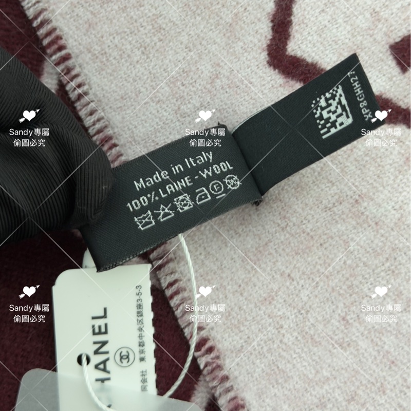 附盒子❤️Chanel 26p 爆款經典菱格圍巾🧣 全新全配 酒紅色-23