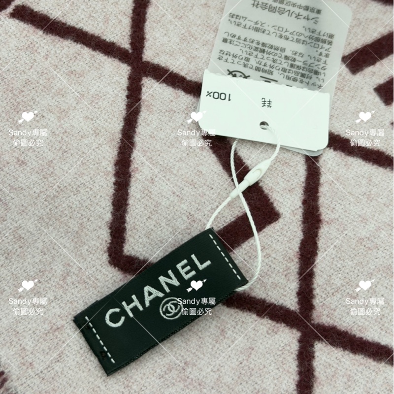 附盒子❤️Chanel 26p 爆款經典菱格圍巾🧣 全新全配 酒紅色-36