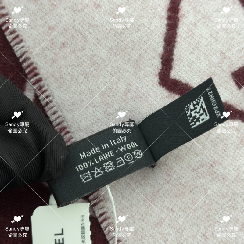 附盒子❤️Chanel 26p 爆款經典菱格圍巾🧣 全新全配 酒紅色-37
