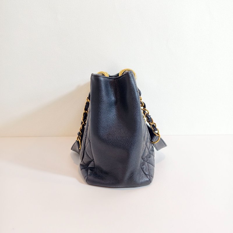 Chanel 香奈兒 gst 黑色荔枝牛皮菱格紋手提單肩包 金色五金 16開無卡 2012年 98新 AB級-2