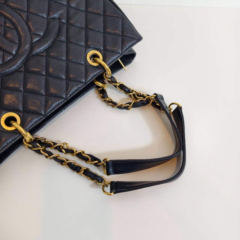 Chanel 香奈兒 gst 黑色荔枝牛皮菱格紋手提單肩包 金色五金 16開無卡 2012年 98新 AB級-4