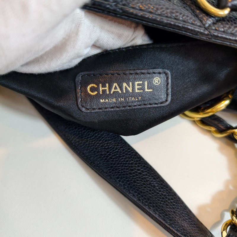 Chanel 香奈兒 gst 黑色荔枝牛皮菱格紋手提單肩包 金色五金 16開無卡 2012年 98新 AB級-9