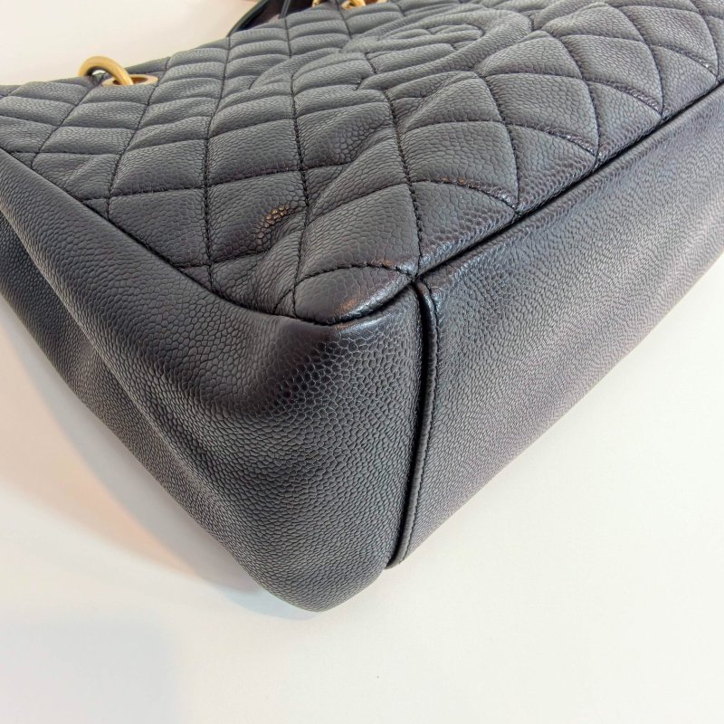 Chanel 香奈兒 gst 黑色荔枝牛皮菱格紋手提單肩包 金色五金 16開無卡 2012年 98新 AB級-20