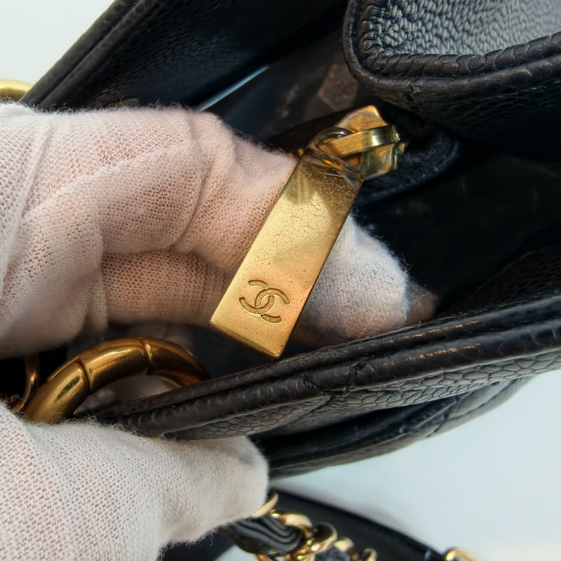 Chanel 香奈兒 gst 黑色荔枝牛皮菱格紋手提單肩包 金色五金 16開無卡 2012年 98新 AB級-26