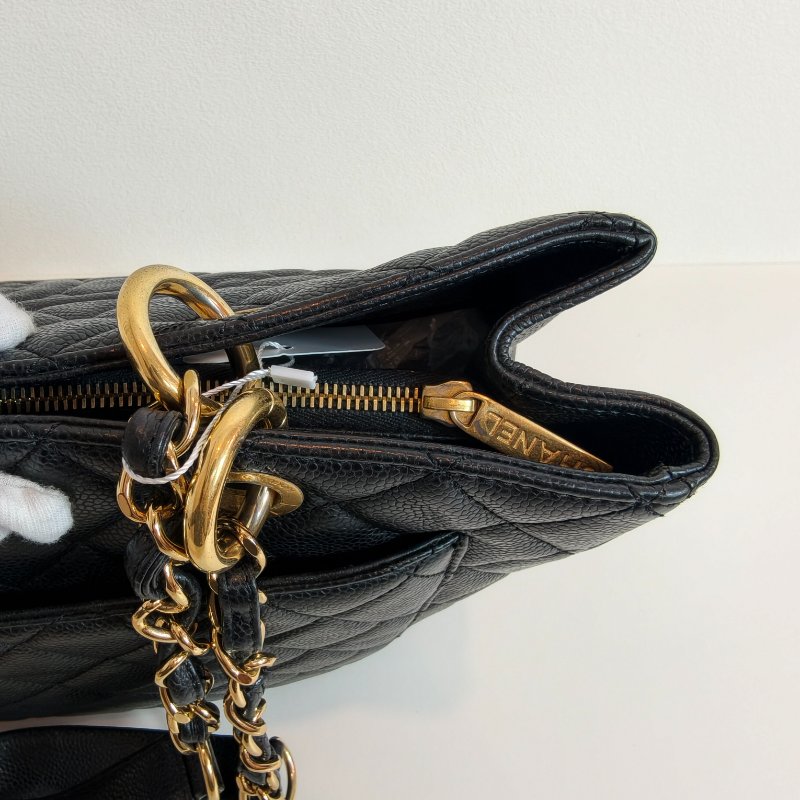 Chanel 香奈兒 gst 黑色荔枝牛皮菱格紋手提單肩包 金色五金 16開無卡 2012年 98新 AB級-28