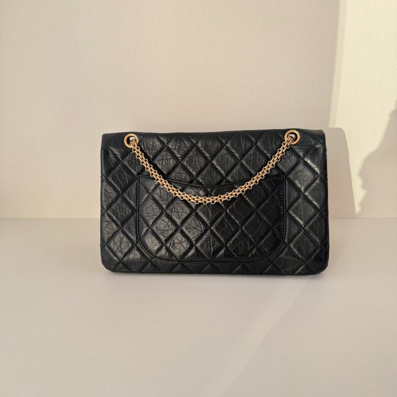 香奈兒 / Chanel 2.55 肩背包 大號 黑金牛皮 尺寸: 20×31.5×10 cm 年份:2010 年 13 開-1