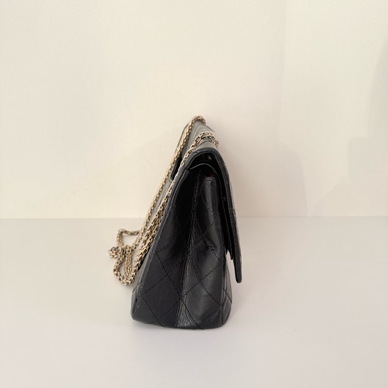 香奈兒 / Chanel 2.55 肩背包 大號 黑金牛皮 尺寸: 20×31.5×10 cm 年份:2010 年 13 開-3