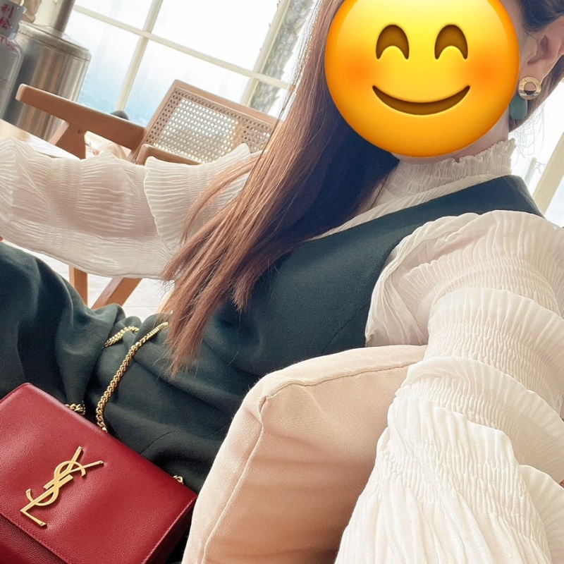 YSL 荔面牛皮掀蓋/紅金 兩用包-2