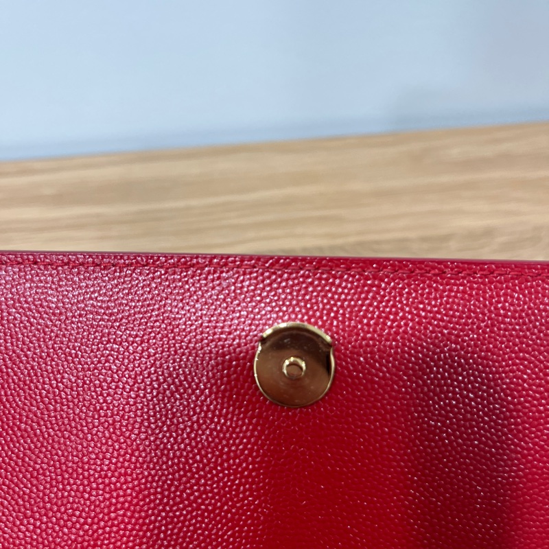 YSL 荔面牛皮掀蓋/紅金 兩用包-14