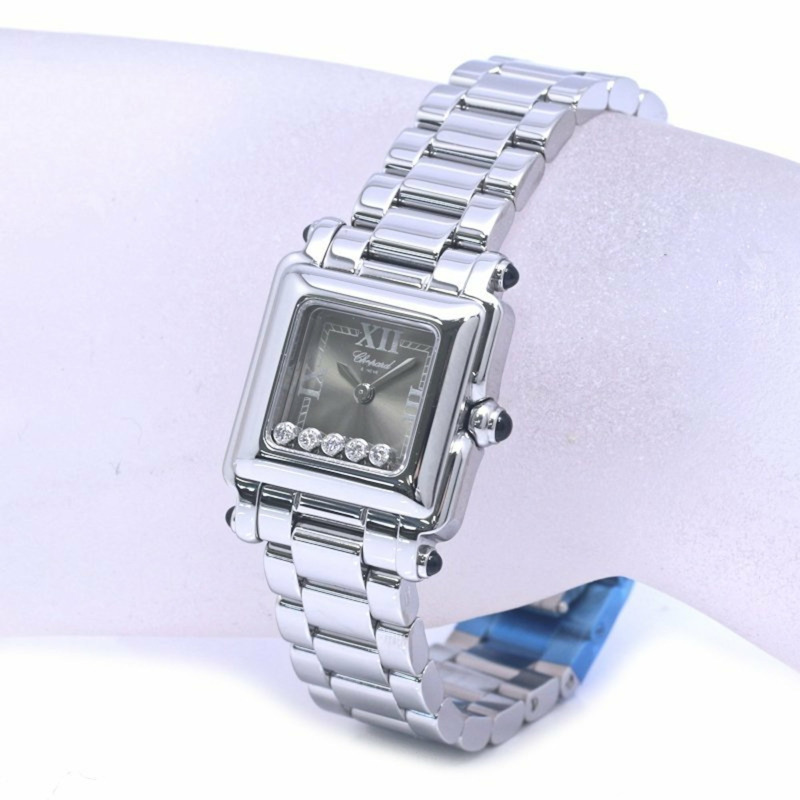 蕭邦 Happy Sport 方形五鑽腕錶 278893-3006 27 8893-23 女士不鏽鋼腕錶 40271-2