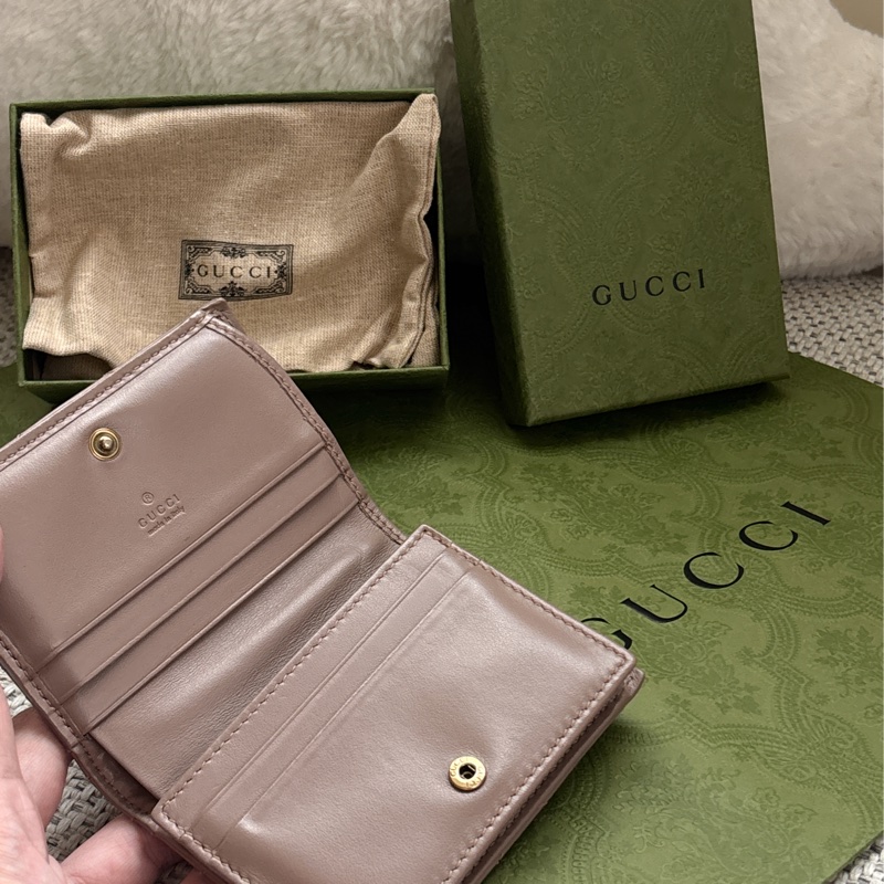 GUCCI MARMONT藕粉色 短夾-1