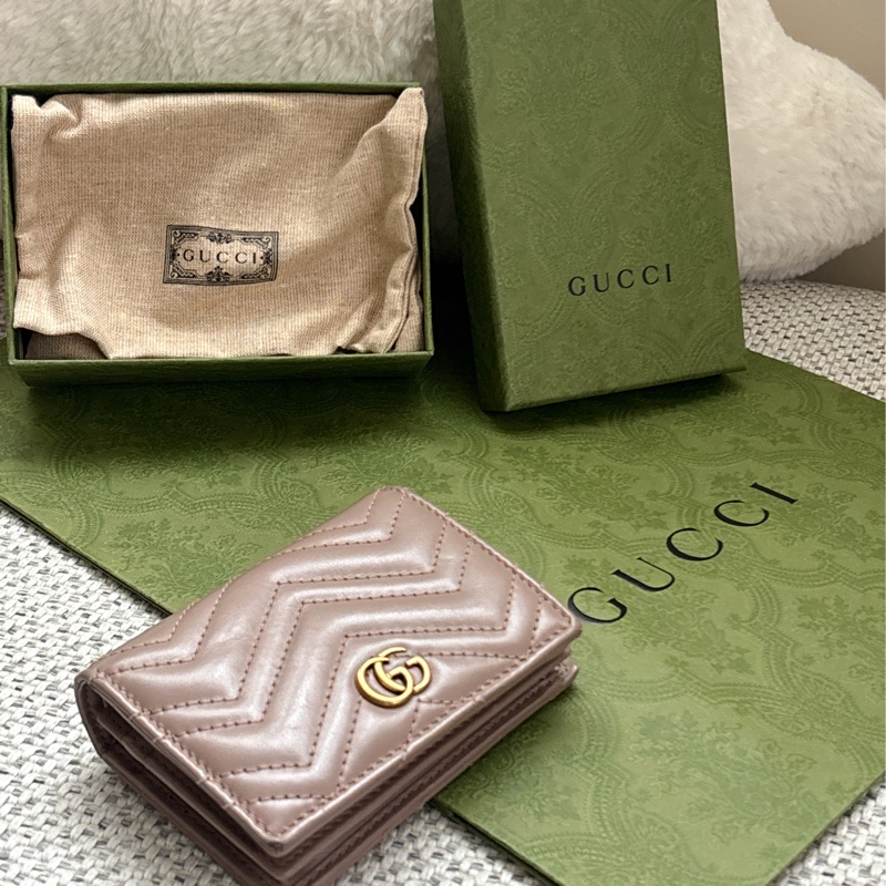 GUCCI MARMONT藕粉色 短夾-6
