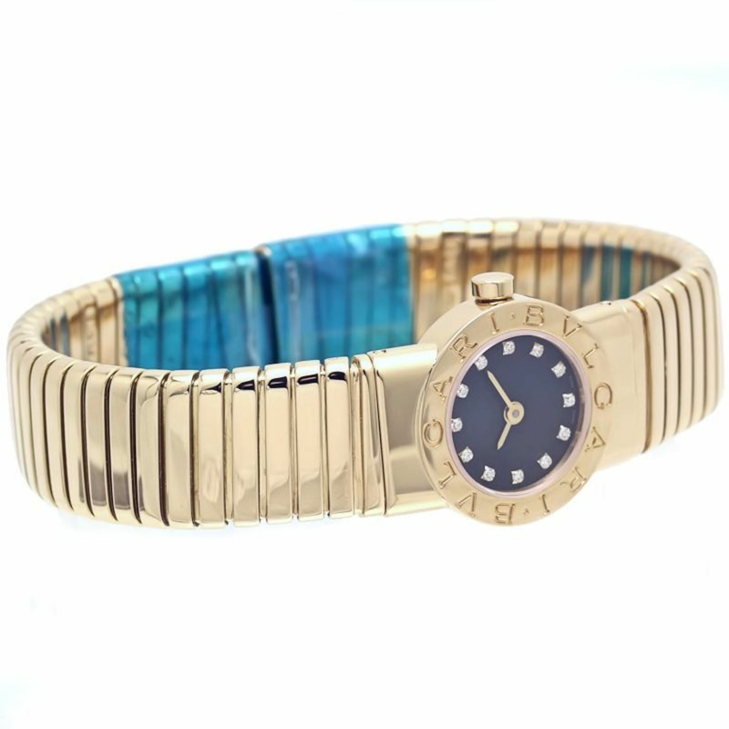 寶格麗 Tubogas 12P 鑽石腕錶 BB192TY 12 BB192TG 女士 18K黃金 40263-5