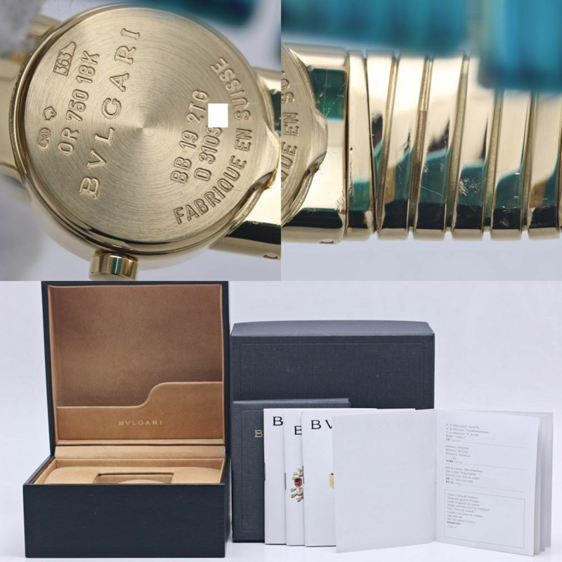 寶格麗 Tubogas 12P 鑽石腕錶 BB192TY 12 BB192TG 女士 18K黃金 40263-9