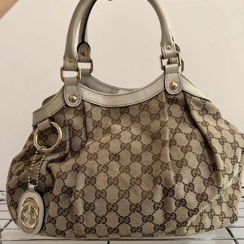 Gucci Sukey 211944系列的經典雙 G 緹花帆布包 手提包 托特包 肩背包-5