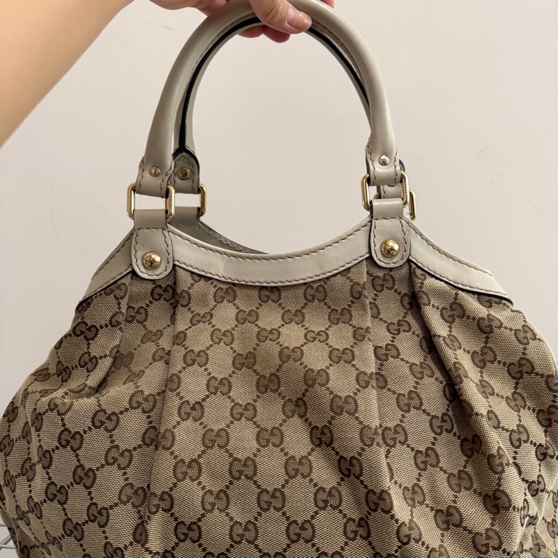 Gucci Sukey 211944系列的經典雙 G 緹花帆布包 手提包 托特包 肩背包-6