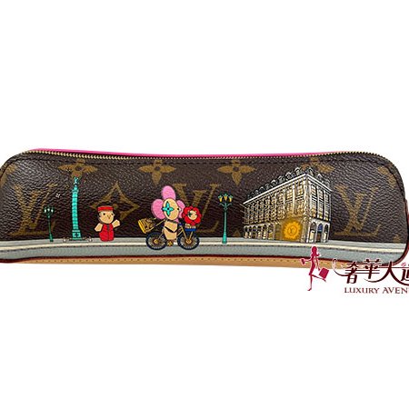 ＊奢華大道國際精品＊【L3354】LV粉色皮革拼原花 PVC聖誕筆袋 GI0829-0