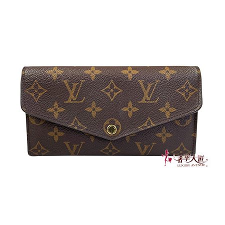 *奢華大道國際精品*【L3359】LV原花/紫紅色內裡 SARAH 信封長夾 M62234-0