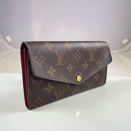 *奢華大道國際精品*【L3359】LV原花/紫紅色內裡 SARAH 信封長夾 M62234-1