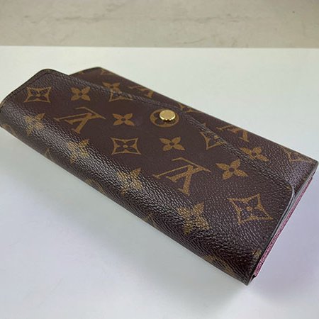 *奢華大道國際精品*【L3359】LV原花/紫紅色內裡 SARAH 信封長夾 M62234-2